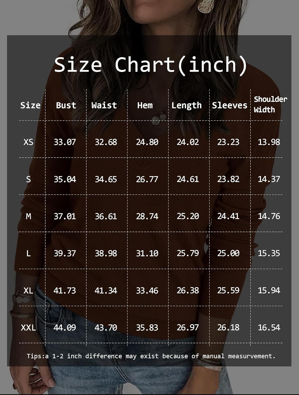 image:imageATHMILE Womens Fall Tops 2026 Fashion Trendy Pullover Sweater V Neck Long Sleeve Shirt Knit Blouse Clothes OutfitsGrey