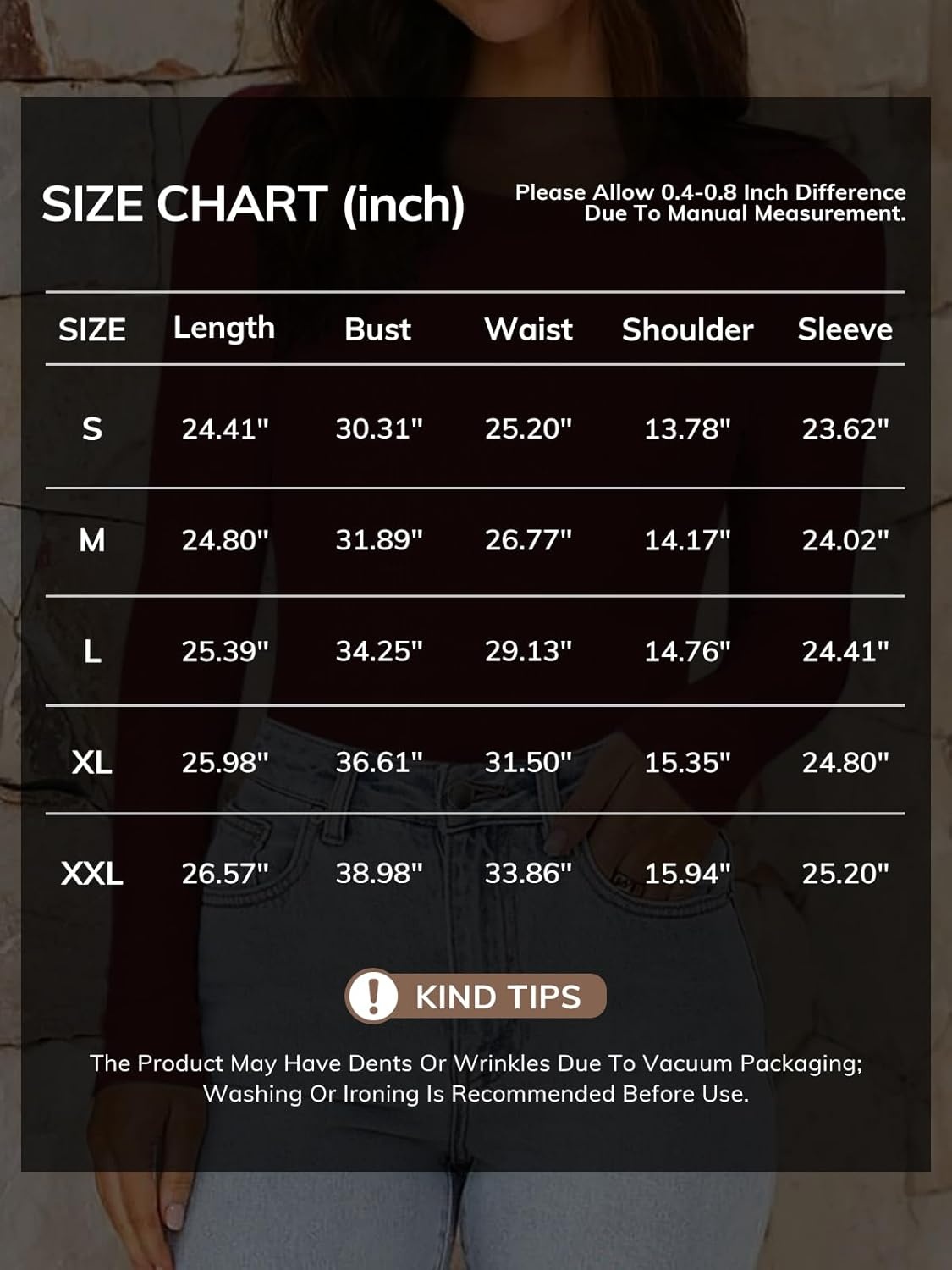 image:imageATHMILE Womens Long Sleeve CrewneckV Neck Ribbed Tops Fall Fitted Stretch Casual Basic T Shirts 2026Ared