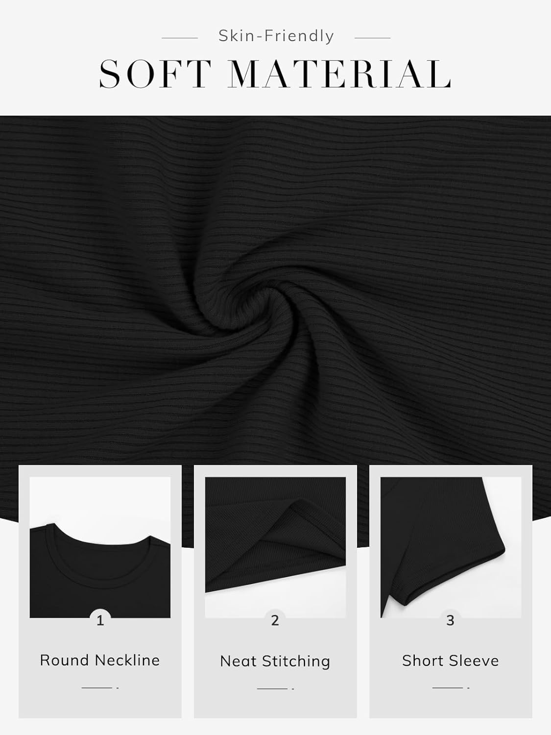 image:imageATHMILE Womens Long Sleeve CrewneckV Neck Ribbed Tops Fall Fitted Stretch Casual Basic T Shirts 2026Bblack