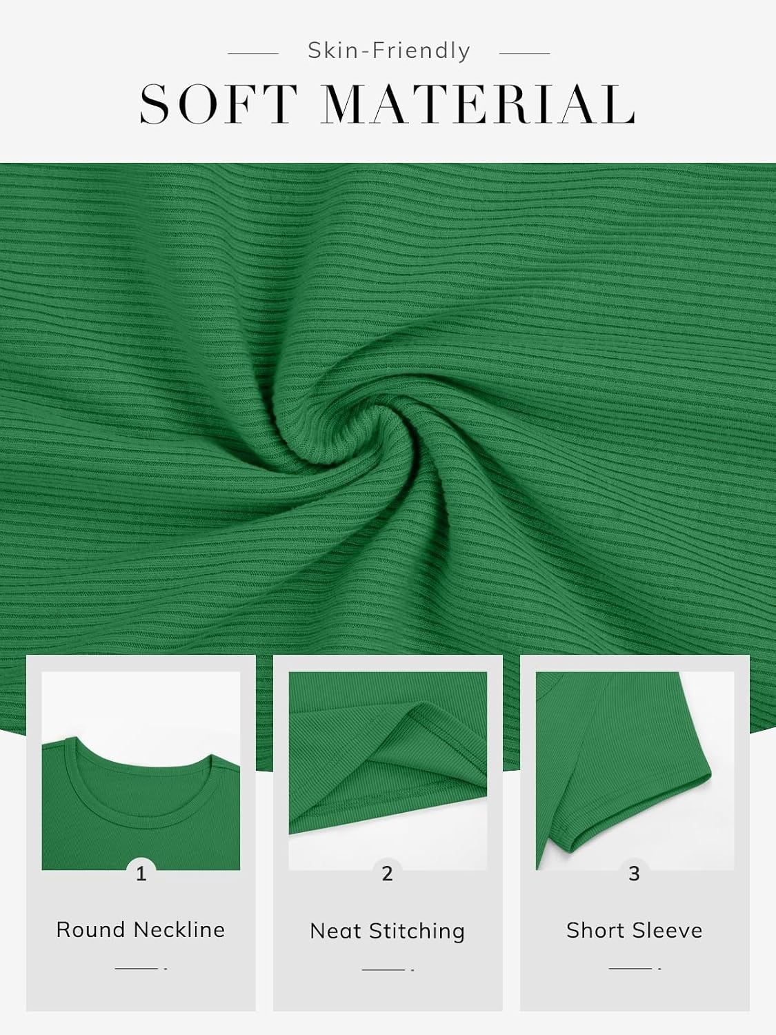 image:imageATHMILE Womens Long Sleeve CrewneckV Neck Ribbed Tops Fall Fitted Stretch Casual Basic T Shirts 2026Bgreen