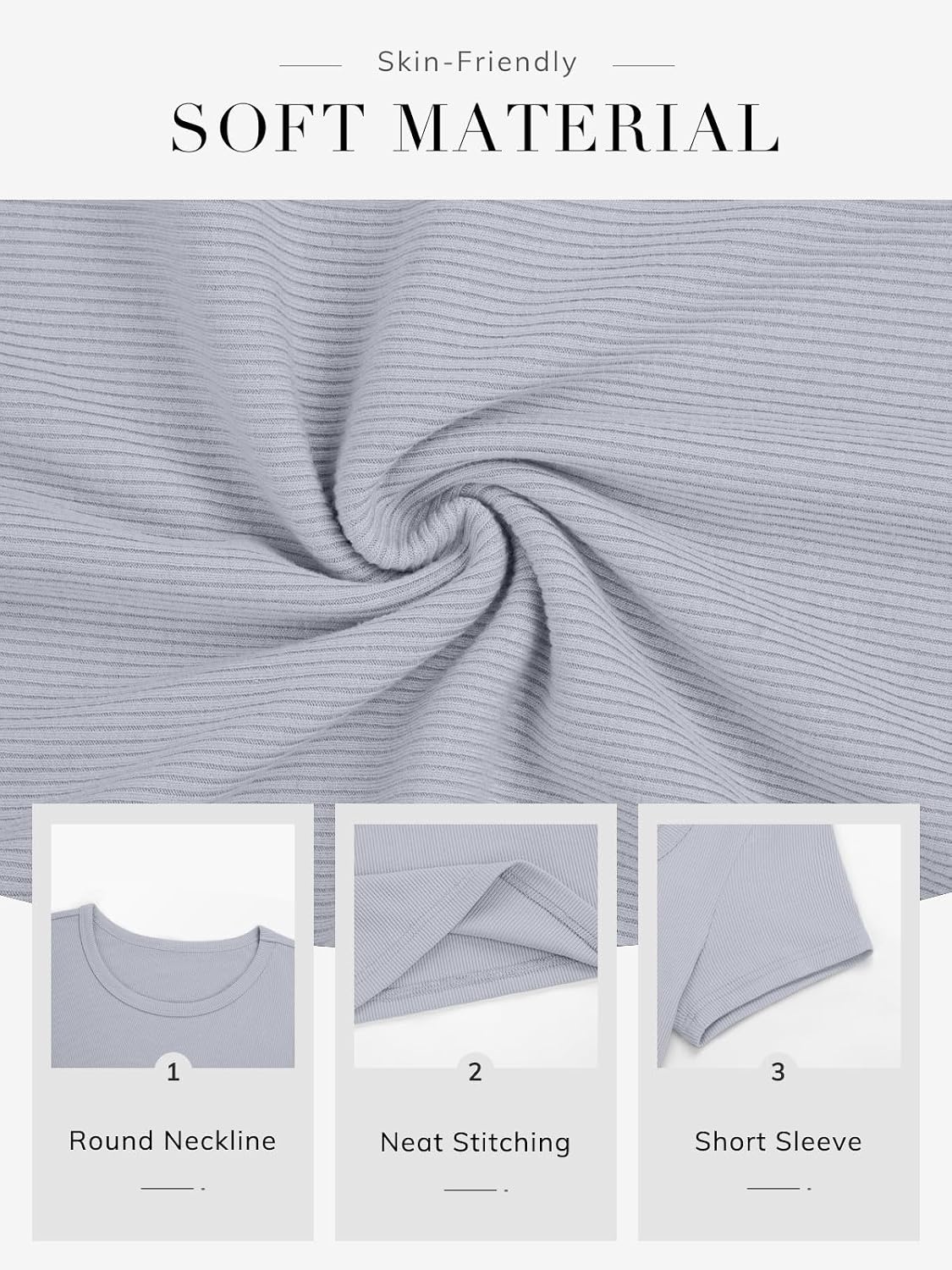 image:imageATHMILE Womens Long Sleeve CrewneckV Neck Ribbed Tops Fall Fitted Stretch Casual Basic T Shirts 2026Blight Blue