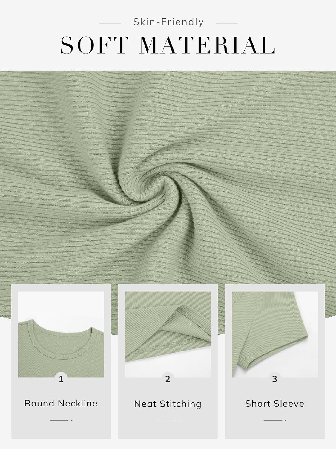 image:imageATHMILE Womens Long Sleeve CrewneckV Neck Ribbed Tops Fall Fitted Stretch Casual Basic T Shirts 2026Bsage Green