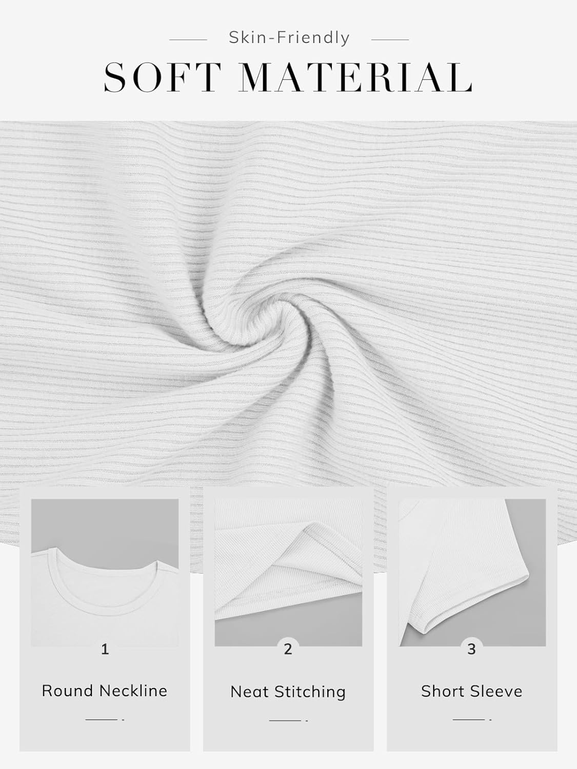 image:imageATHMILE Womens Long Sleeve CrewneckV Neck Ribbed Tops Fall Fitted Stretch Casual Basic T Shirts 2026Bwhite