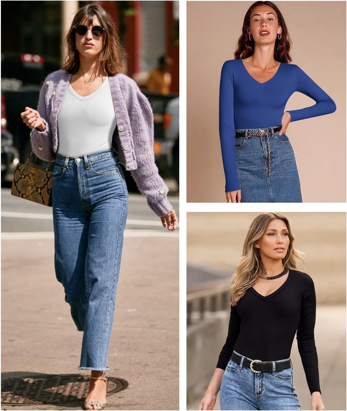 image:imageATHMILE Womens Long Sleeve CrewneckV Neck Ribbed Tops Fall Fitted Stretch Casual Basic T Shirts 2026Vapricot