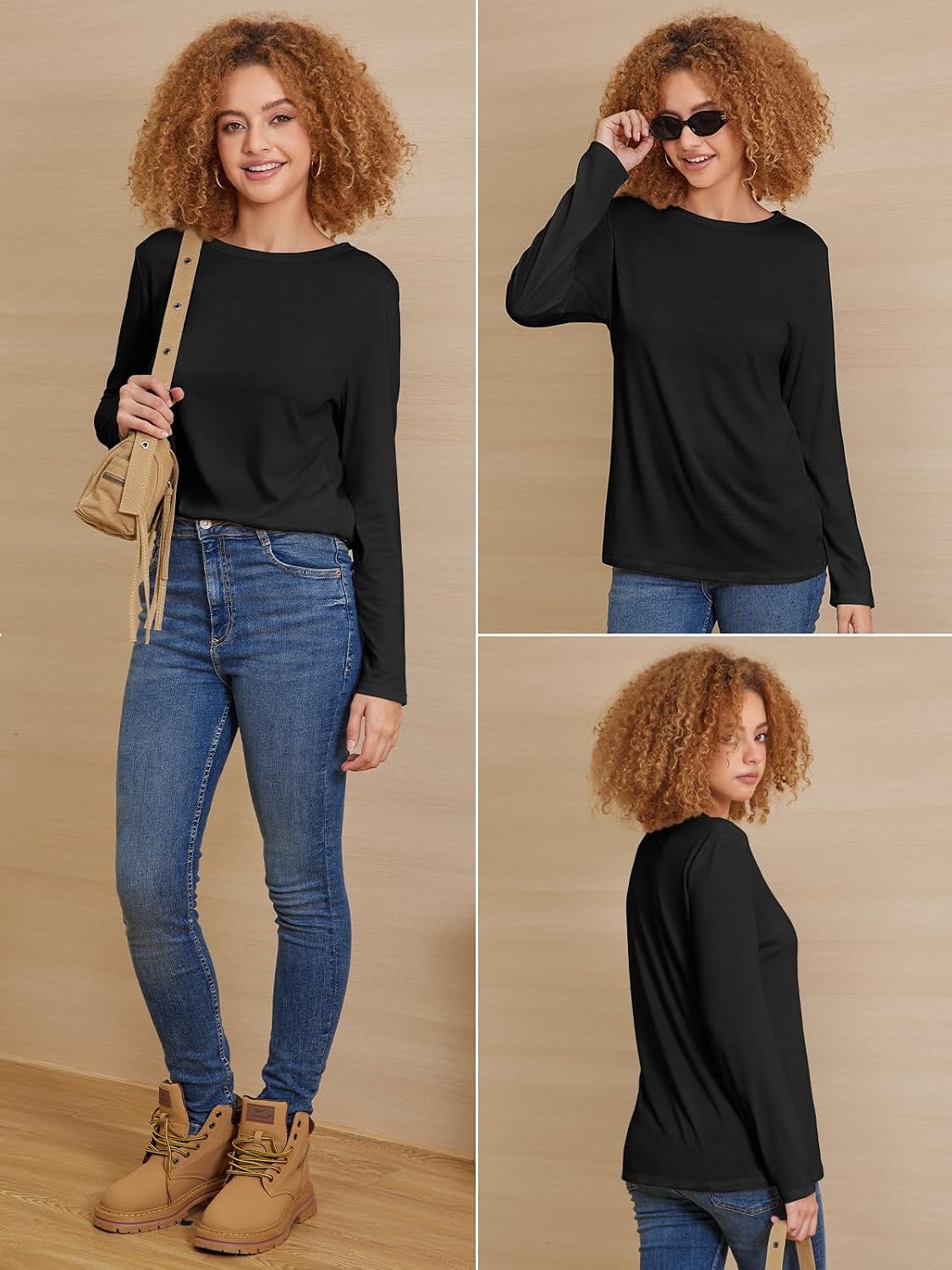 image:imageATHMILE Womens Long Sleeve Shirts Basic Tee Fall Trendy Teen Girl Teacher School Business Casual Workout 2026 FashionBlack