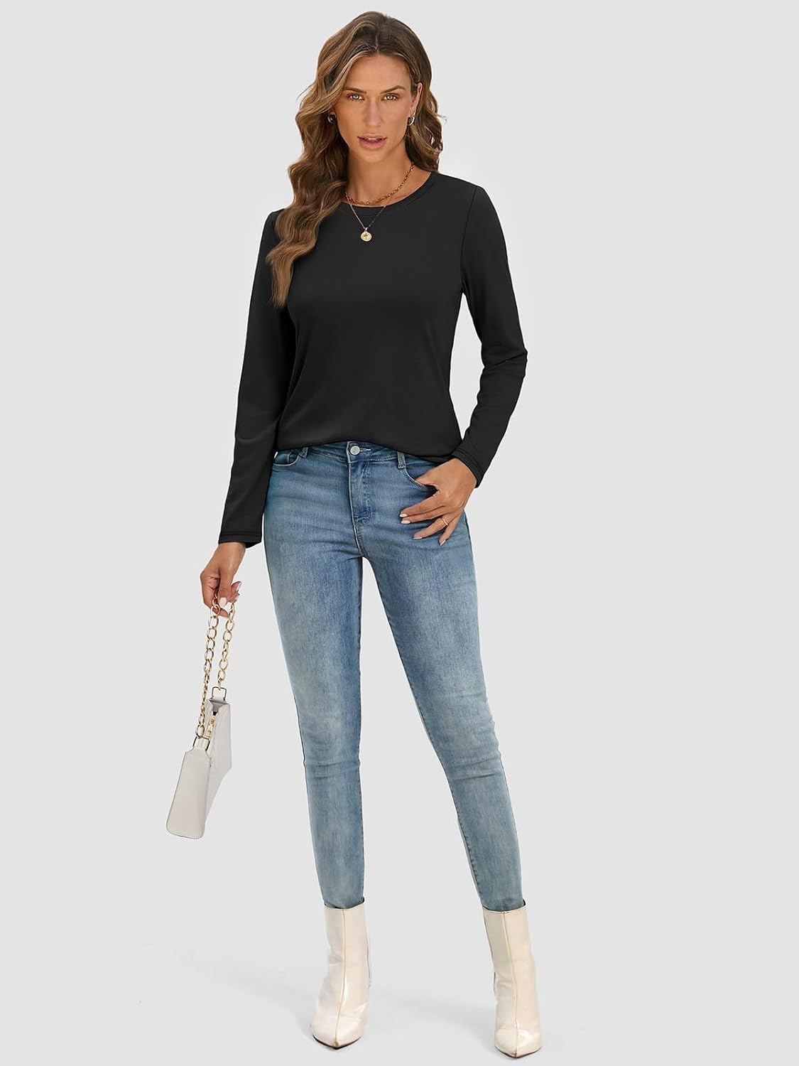 image:imageATHMILE Womens Long Sleeve Shirts Basic Tee Fall Trendy Teen Girl Teacher School Business Casual Workout 2026 FashionBlack