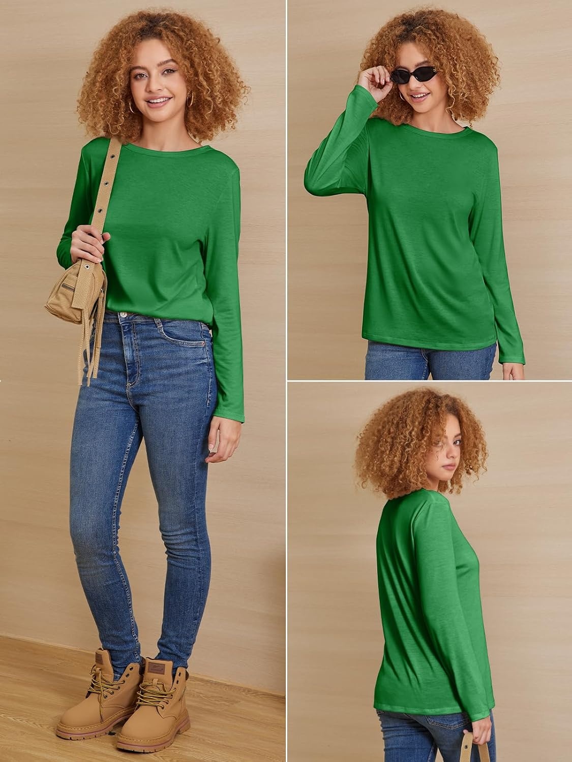 image:imageATHMILE Womens Long Sleeve Shirts Basic Tee Fall Trendy Teen Girl Teacher School Business Casual Workout 2026 FashionGreen
