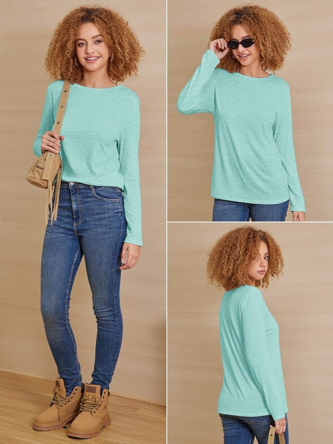 image:imageATHMILE Womens Long Sleeve Shirts Basic Tee Fall Trendy Teen Girl Teacher School Business Casual Workout 2026 FashionLake Green