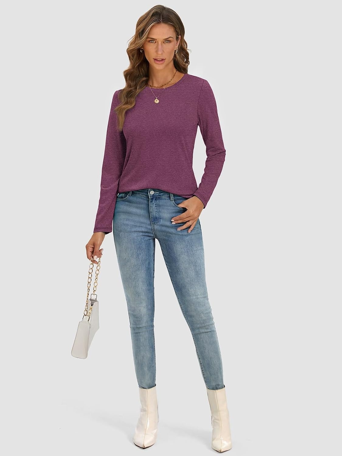 image:imageATHMILE Womens Long Sleeve Shirts Basic Tee Fall Trendy Teen Girl Teacher School Business Casual Workout 2026 FashionPurple Red