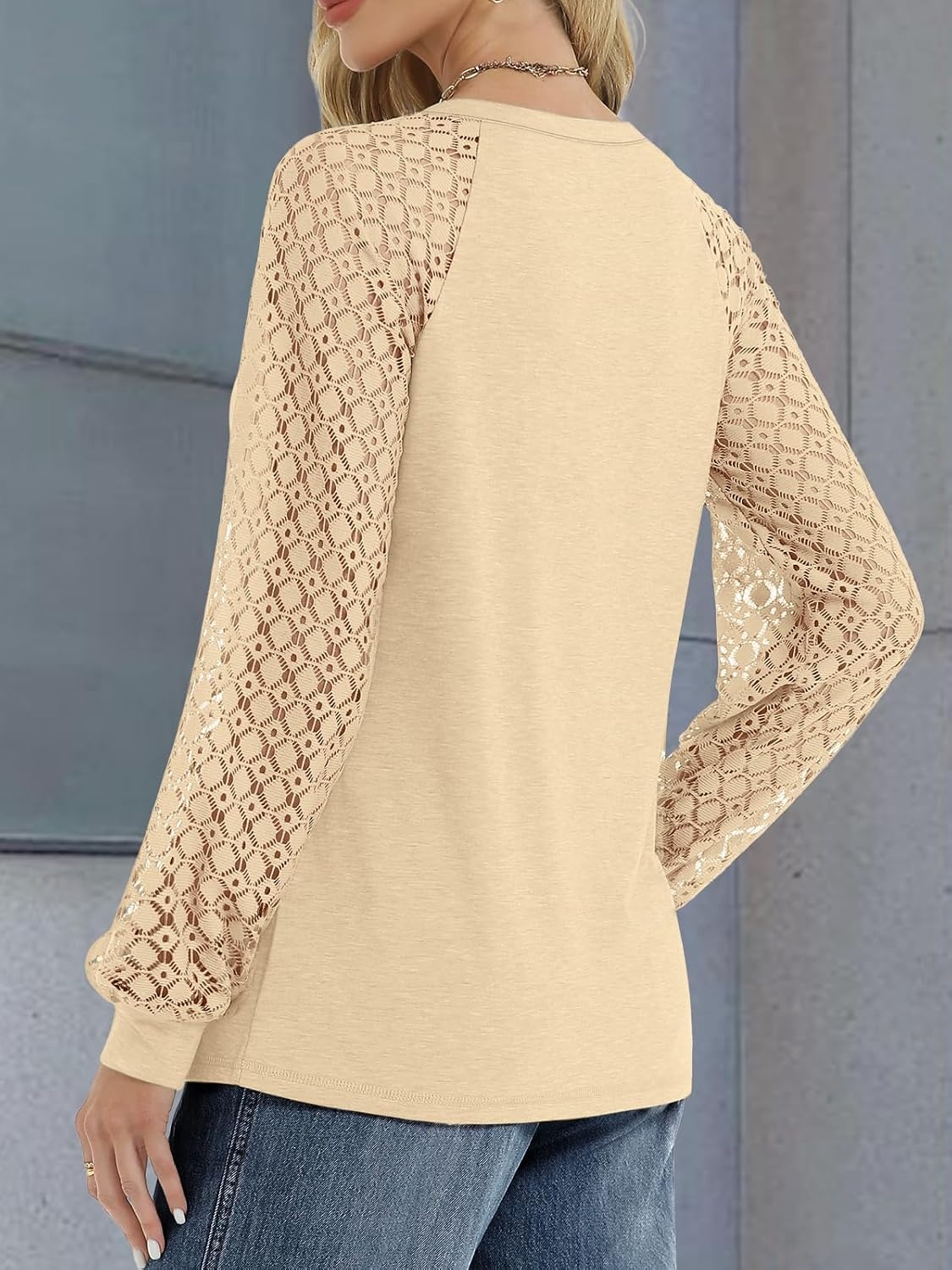 image:imageATHMILE Womens Long Sleeve Shirts VNeck Lace Tops Business Casual Blouses Tee 2025 Trendy Fall Fashion Outfits ClothesCream