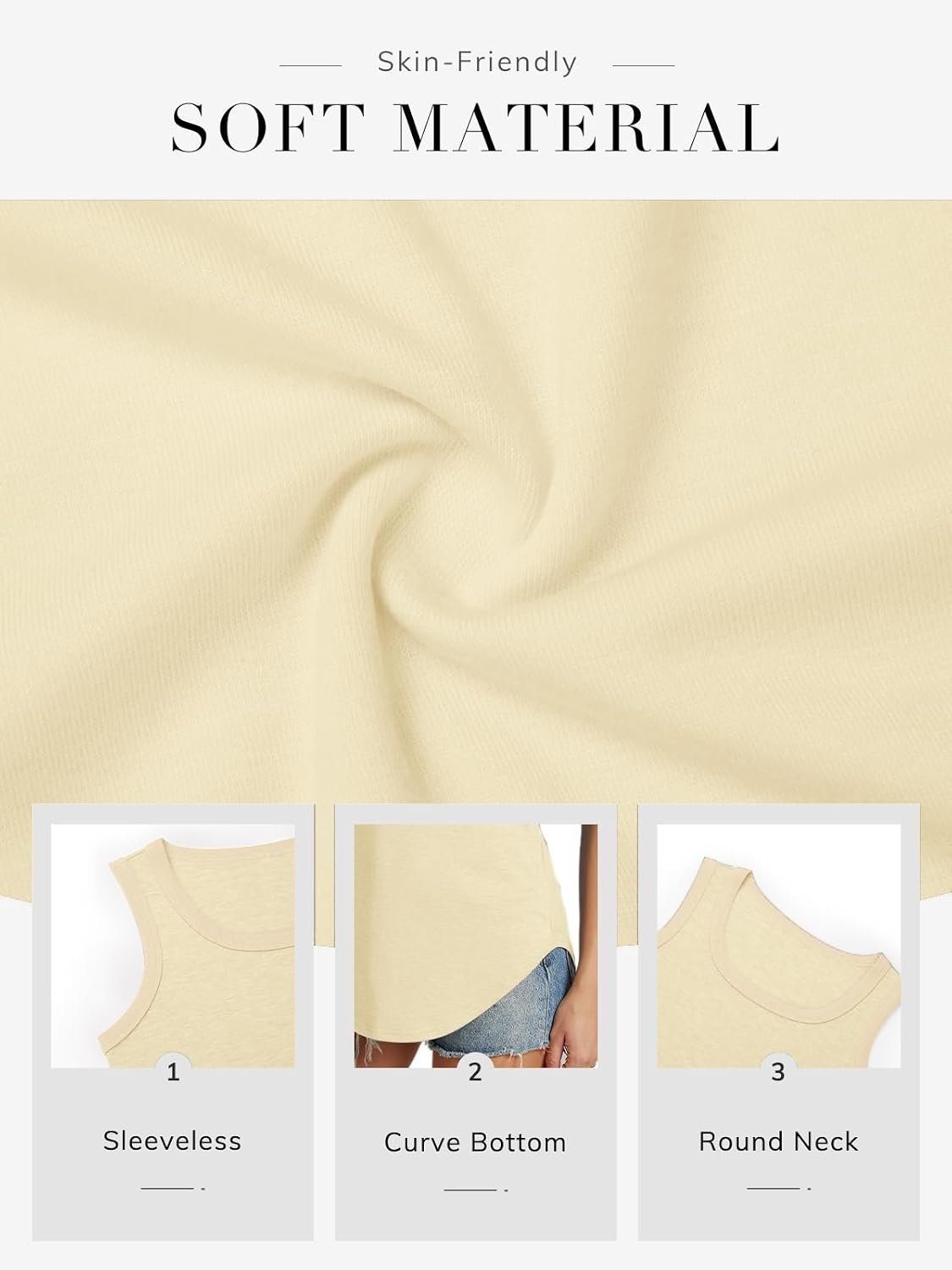 image:imageATHMILE Womens Loose Fit Casual Flowy Tank Tops Round Neck Trendy Sleeveless Summer Beach Clothes OutfitsApricot