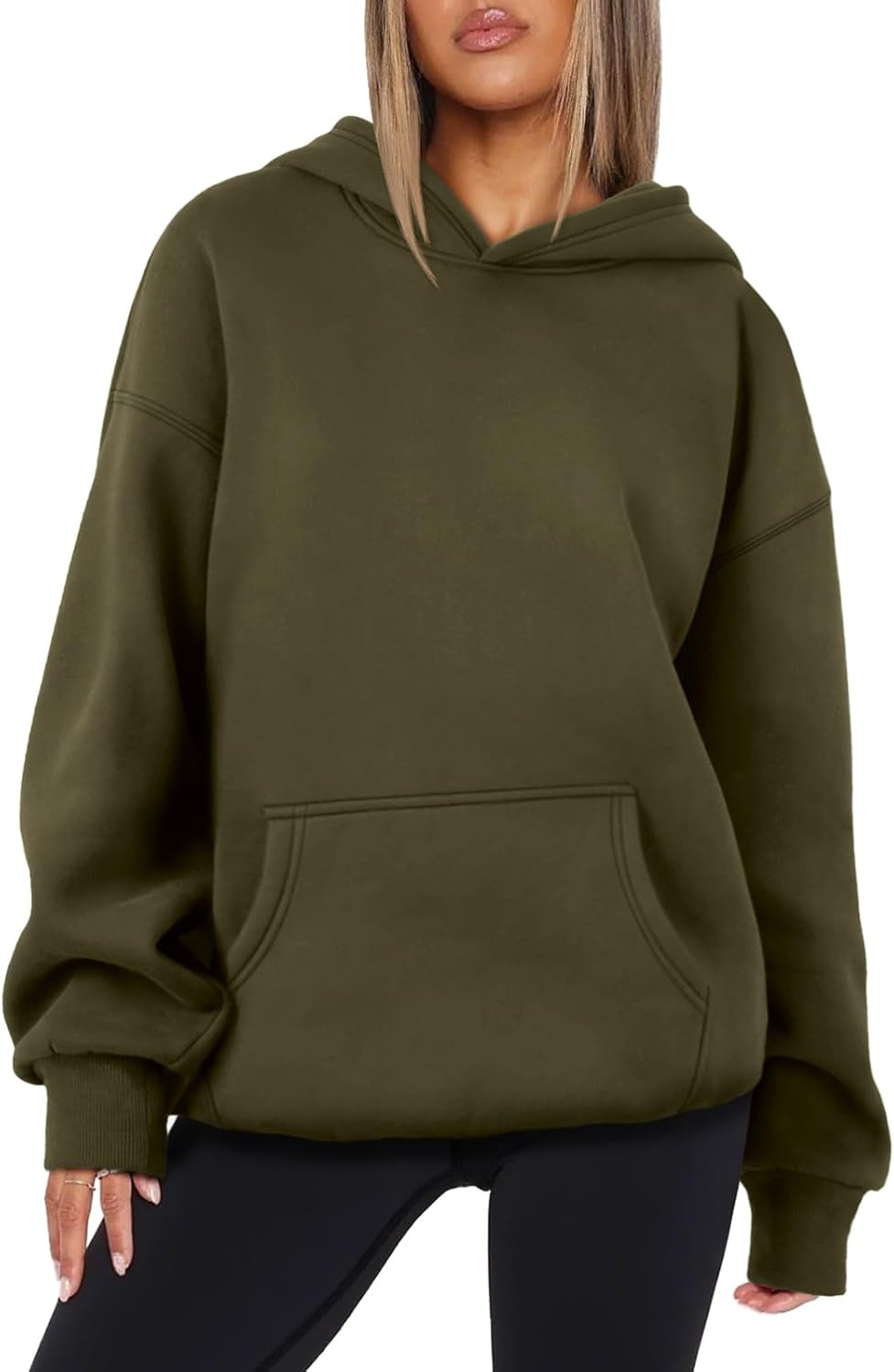 image:imageATHMILE Womens Oversized Hoodies Fleece Sweatshirts Long Sleeve Sweaters Pullover Fall Clothes with PocketArmy Green