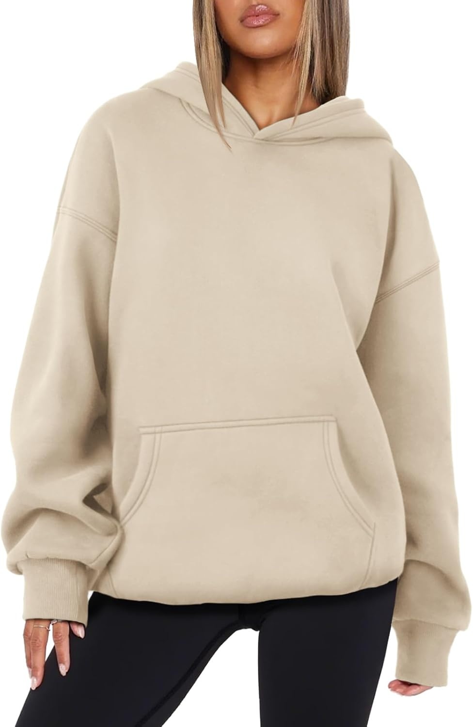 image:imageATHMILE Womens Oversized Hoodies Fleece Sweatshirts Long Sleeve Sweaters Pullover Fall Clothes with PocketBeige