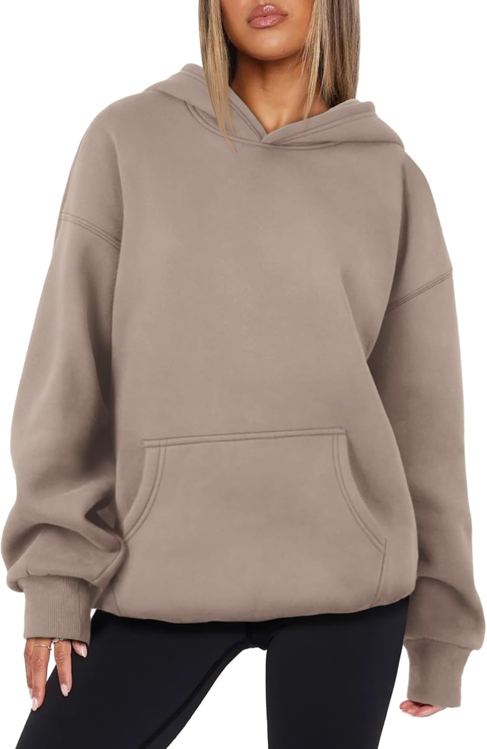 image:imageATHMILE Womens Oversized Hoodies Fleece Sweatshirts Long Sleeve Sweaters Pullover Fall Clothes with PocketCoffee Grey