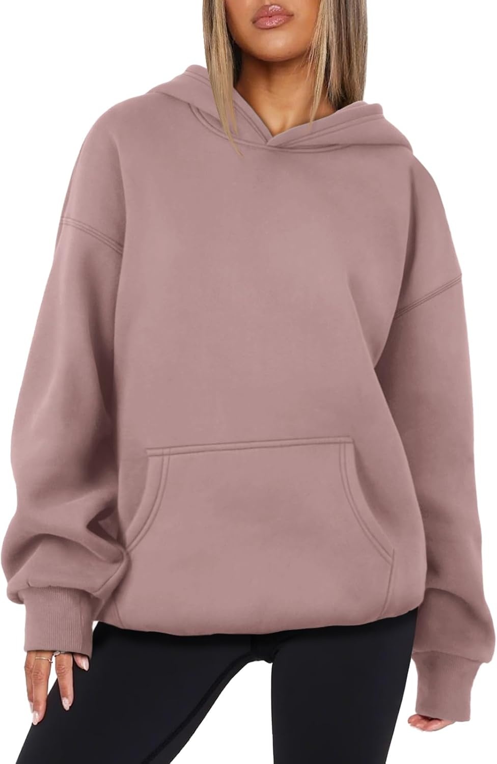 image:imageATHMILE Womens Oversized Hoodies Fleece Sweatshirts Long Sleeve Sweaters Pullover Fall Clothes with PocketDark Pink