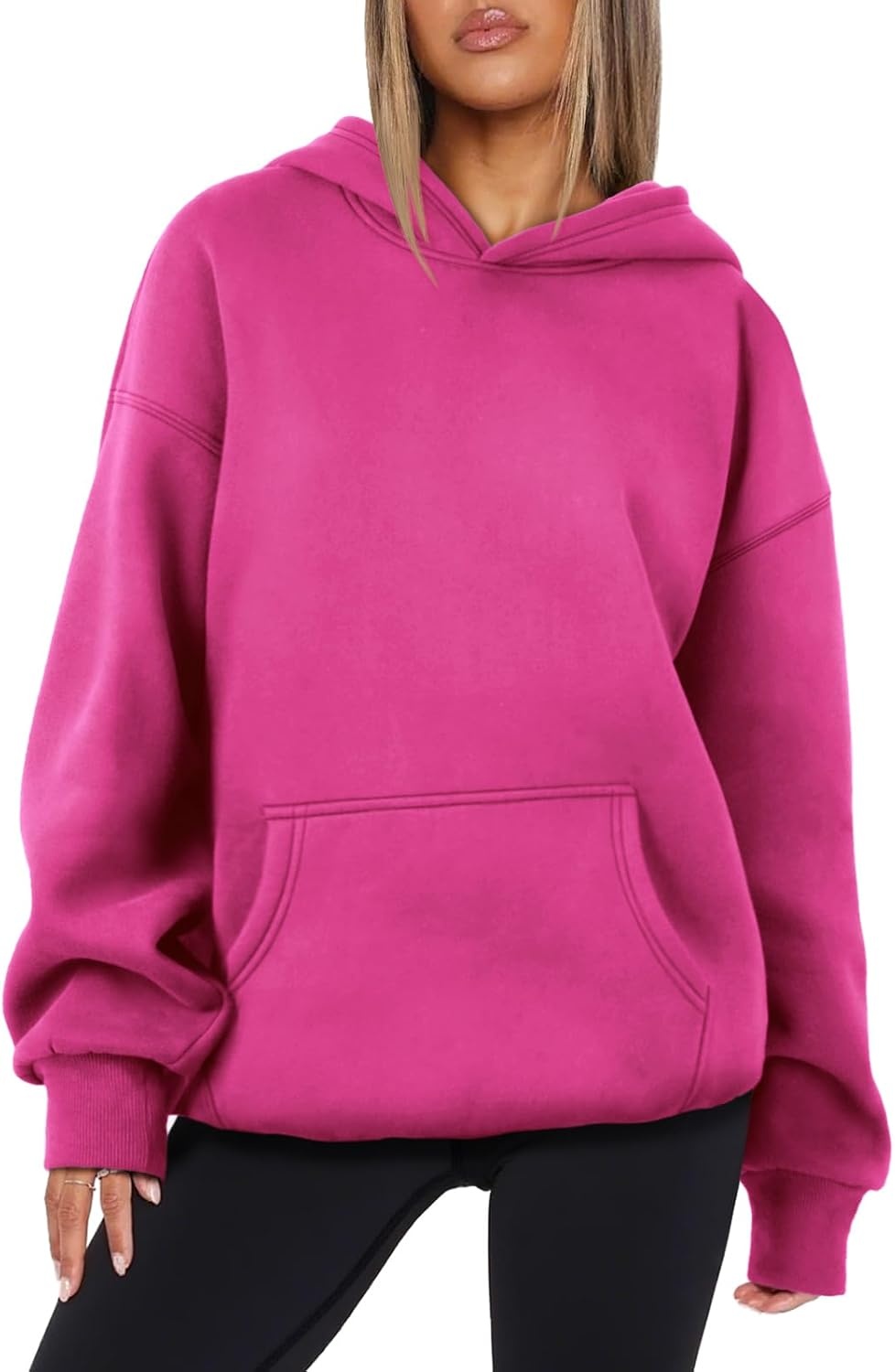image:imageATHMILE Womens Oversized Hoodies Fleece Sweatshirts Long Sleeve Sweaters Pullover Fall Clothes with PocketHot Pink