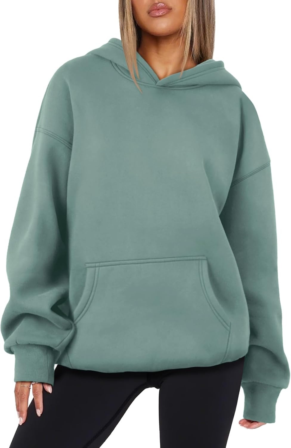 image:imageATHMILE Womens Oversized Hoodies Fleece Sweatshirts Long Sleeve Sweaters Pullover Fall Clothes with PocketLake Green