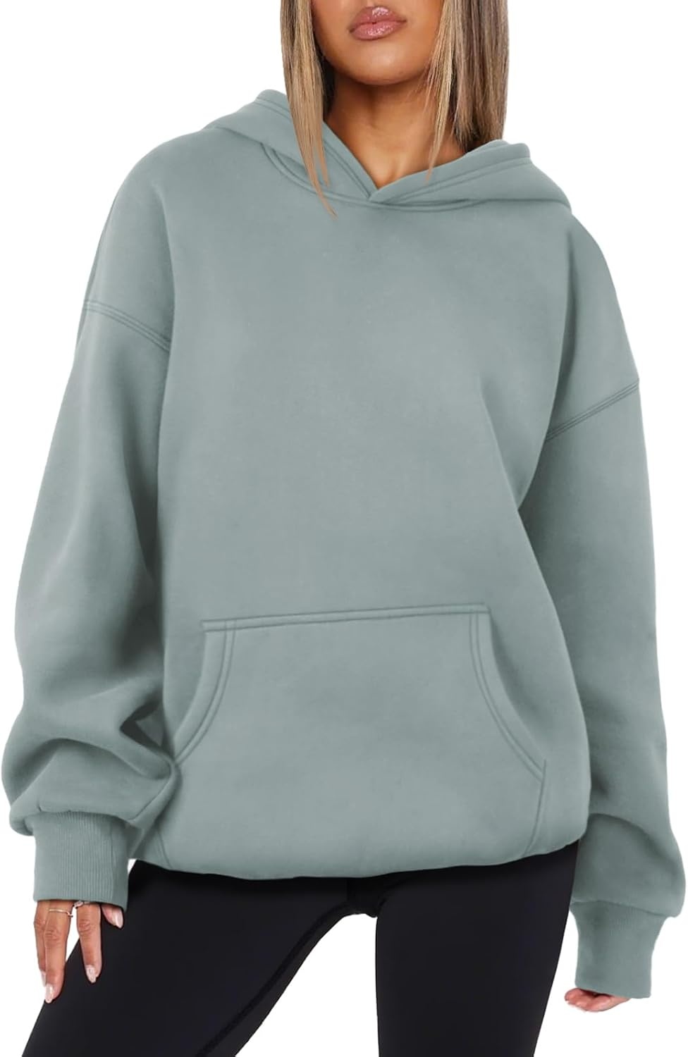 image:imageATHMILE Womens Oversized Hoodies Fleece Sweatshirts Long Sleeve Sweaters Pullover Fall Clothes with PocketLight Green