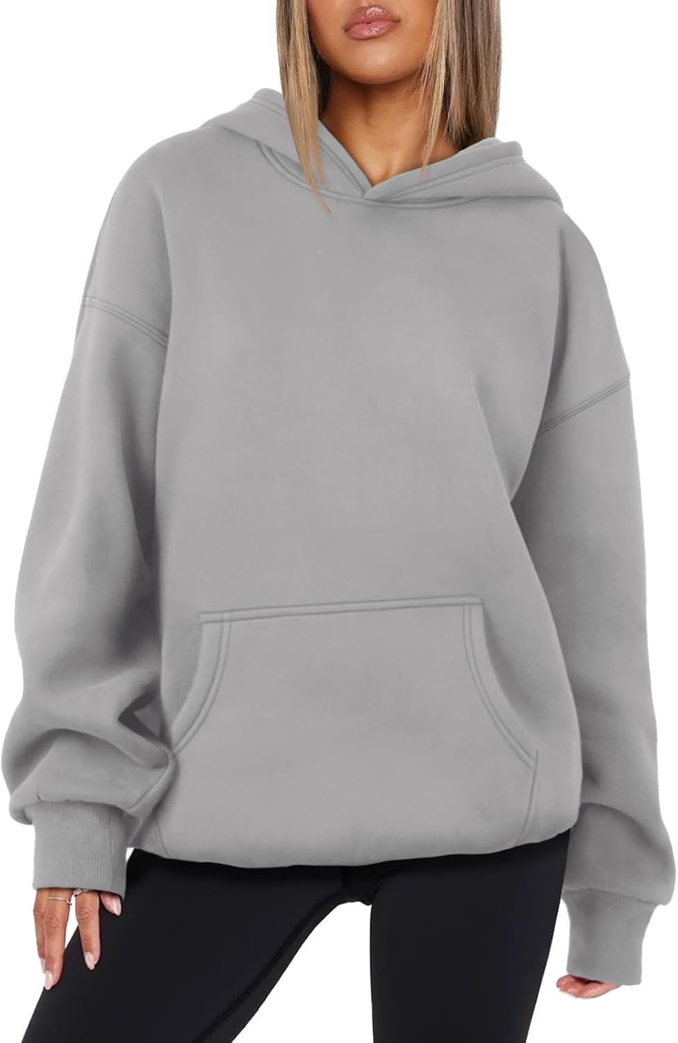 image:imageATHMILE Womens Oversized Hoodies Fleece Sweatshirts Long Sleeve Sweaters Pullover Fall Clothes with PocketLight Grey