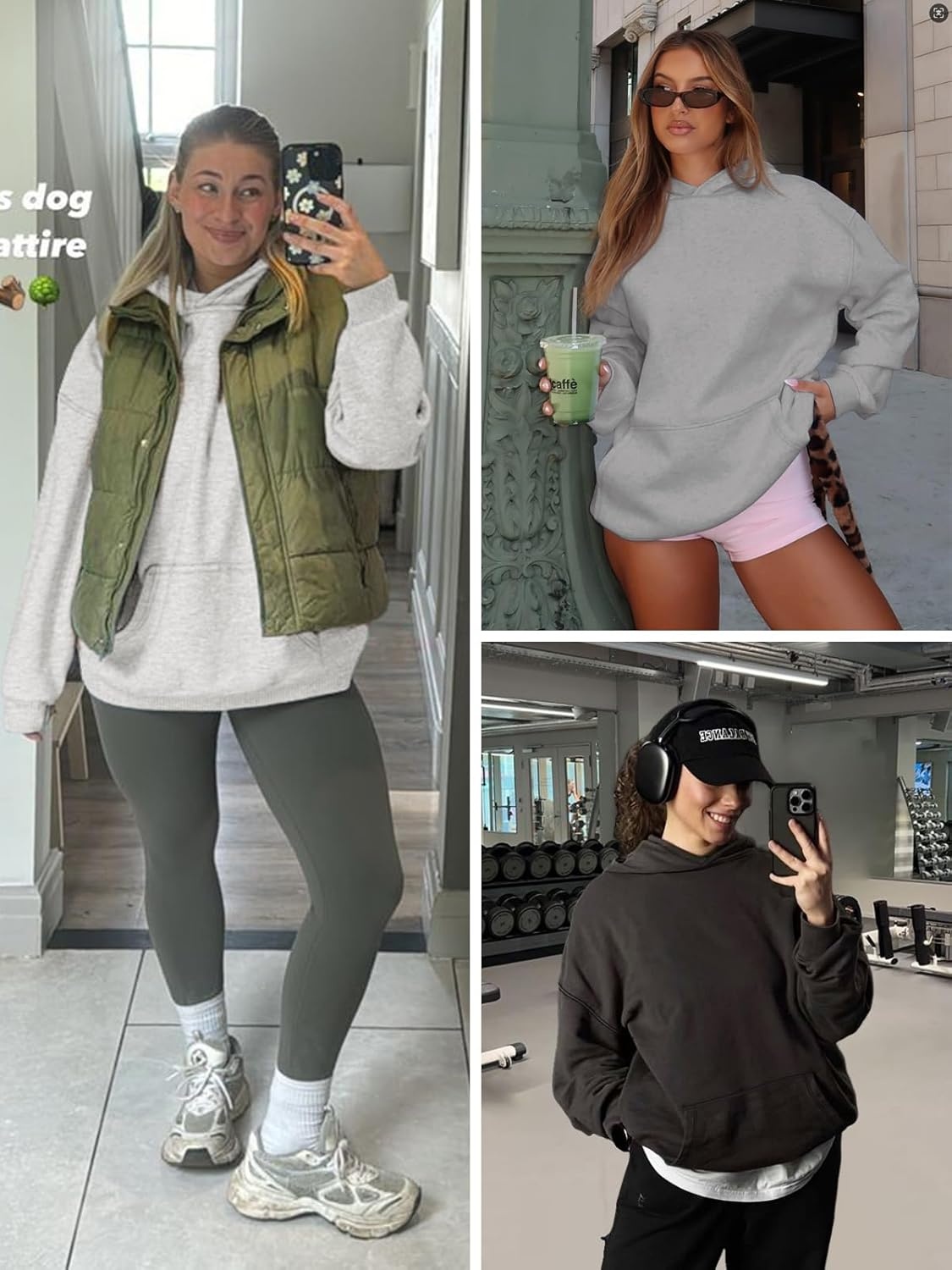image:imageATHMILE Womens Oversized Hoodies Fleece Sweatshirts Long Sleeve Sweaters Pullover Fall Clothes with PocketNutmeg