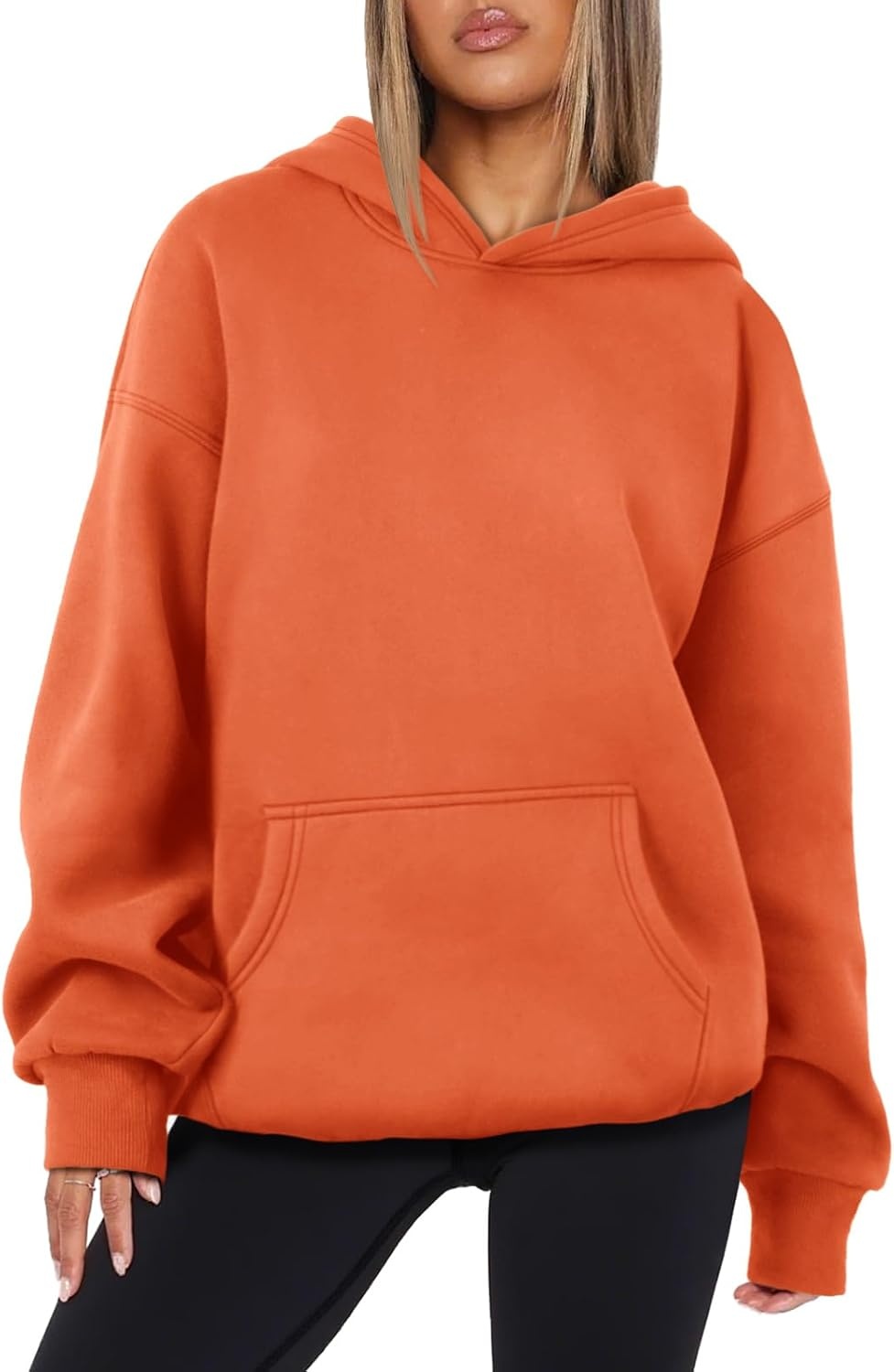 image:imageATHMILE Womens Oversized Hoodies Fleece Sweatshirts Long Sleeve Sweaters Pullover Fall Clothes with PocketOrange