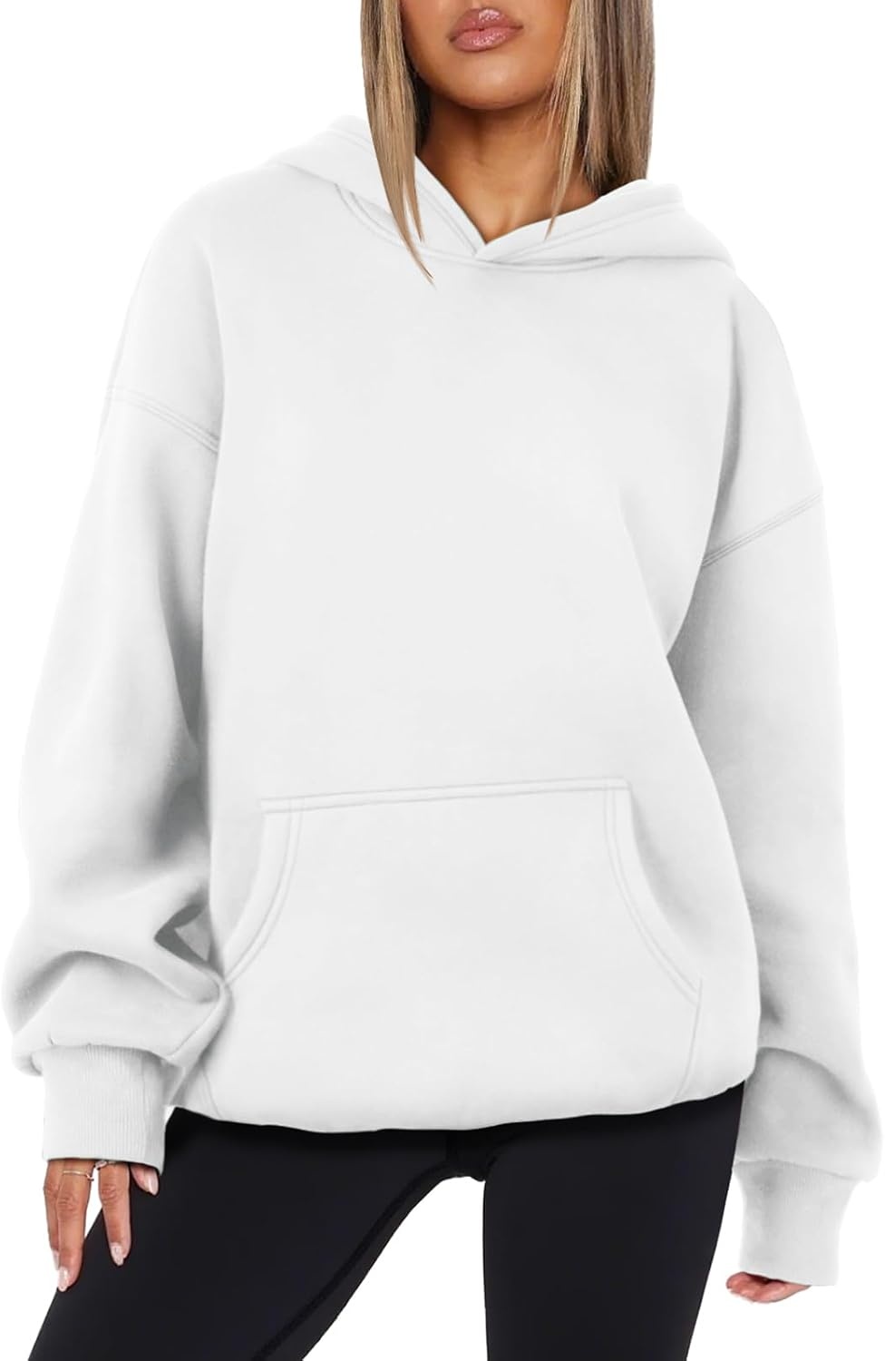 image:imageATHMILE Womens Oversized Hoodies Fleece Sweatshirts Long Sleeve Sweaters Pullover Fall Clothes with PocketWhite