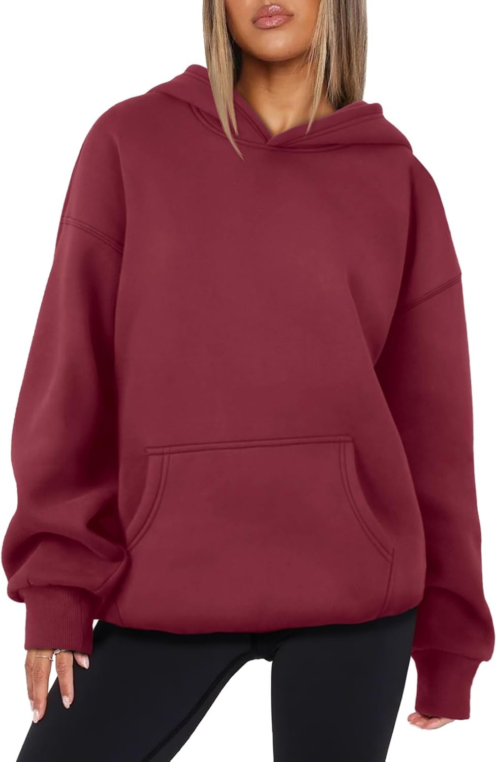 image:imageATHMILE Womens Oversized Hoodies Fleece Sweatshirts Long Sleeve Sweaters Pullover Fall Clothes with PocketWine Red