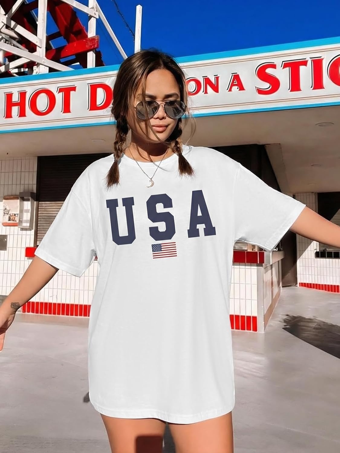 image:imageATHMILE Womens Oversized T Shirts Casual Tee Workout Tops Gym Clothes Summer Loose Fit Short Sleeve Graphics Basic Y2K 2026Whiteusa