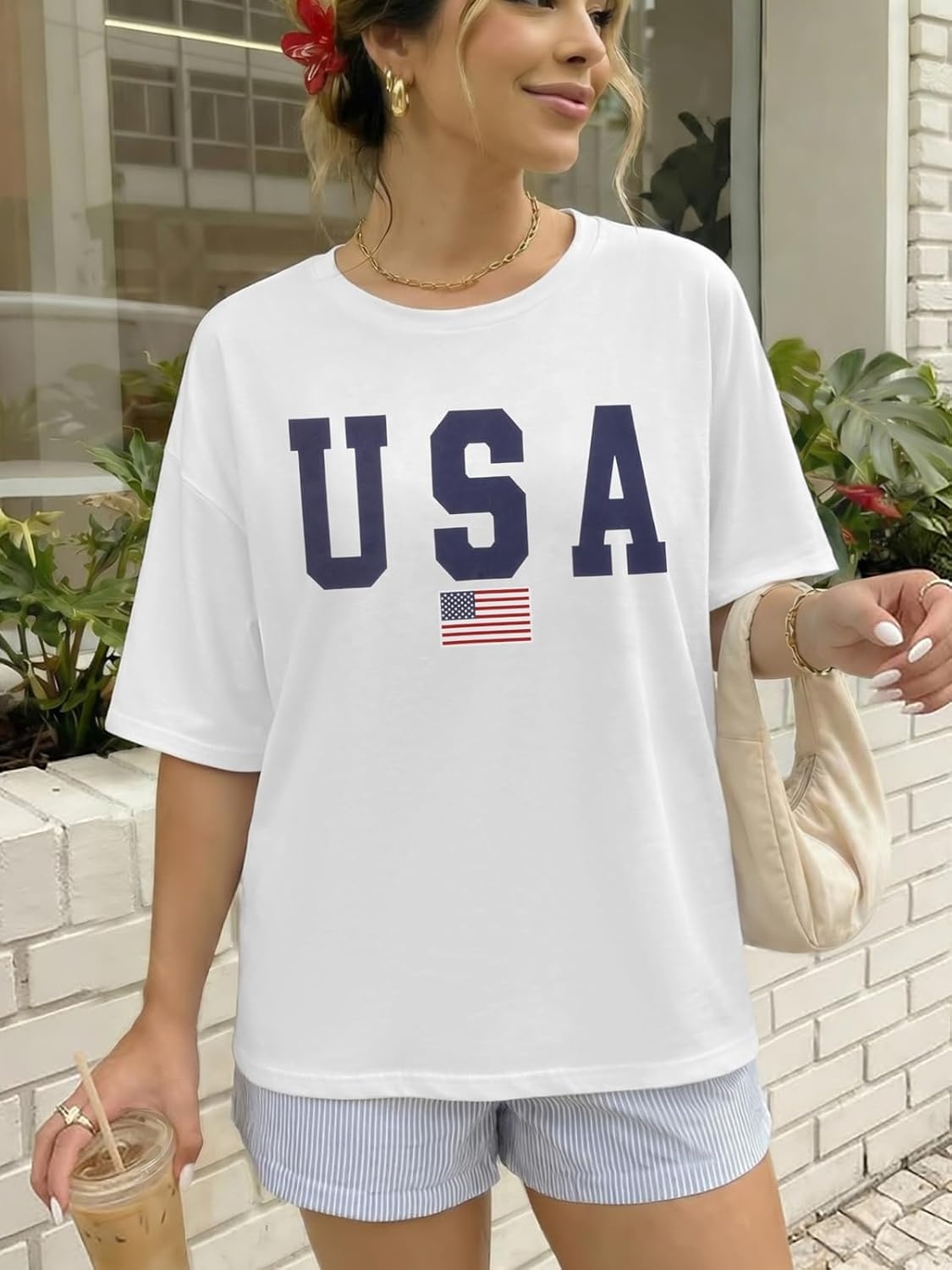 image:imageATHMILE Womens Oversized T Shirts Casual Tee Workout Tops Gym Clothes Summer Loose Fit Short Sleeve Graphics Basic Y2K 2026Whiteusa