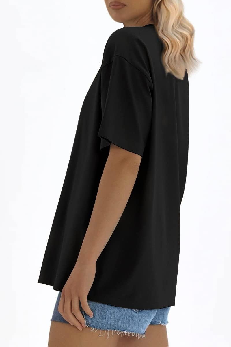 image:imageATHMILE Womens Oversized T Shirts Loose Fit Crewneck Short Sleeve Tops Summer Casual Blouse 2026 Y2K Basic Tee BeachBlack