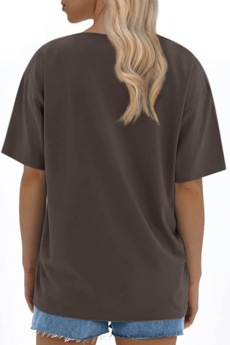 image:imageATHMILE Womens Oversized T Shirts Loose Fit Crewneck Short Sleeve Tops Summer Casual Blouse 2026 Y2K Basic Tee BeachBrown