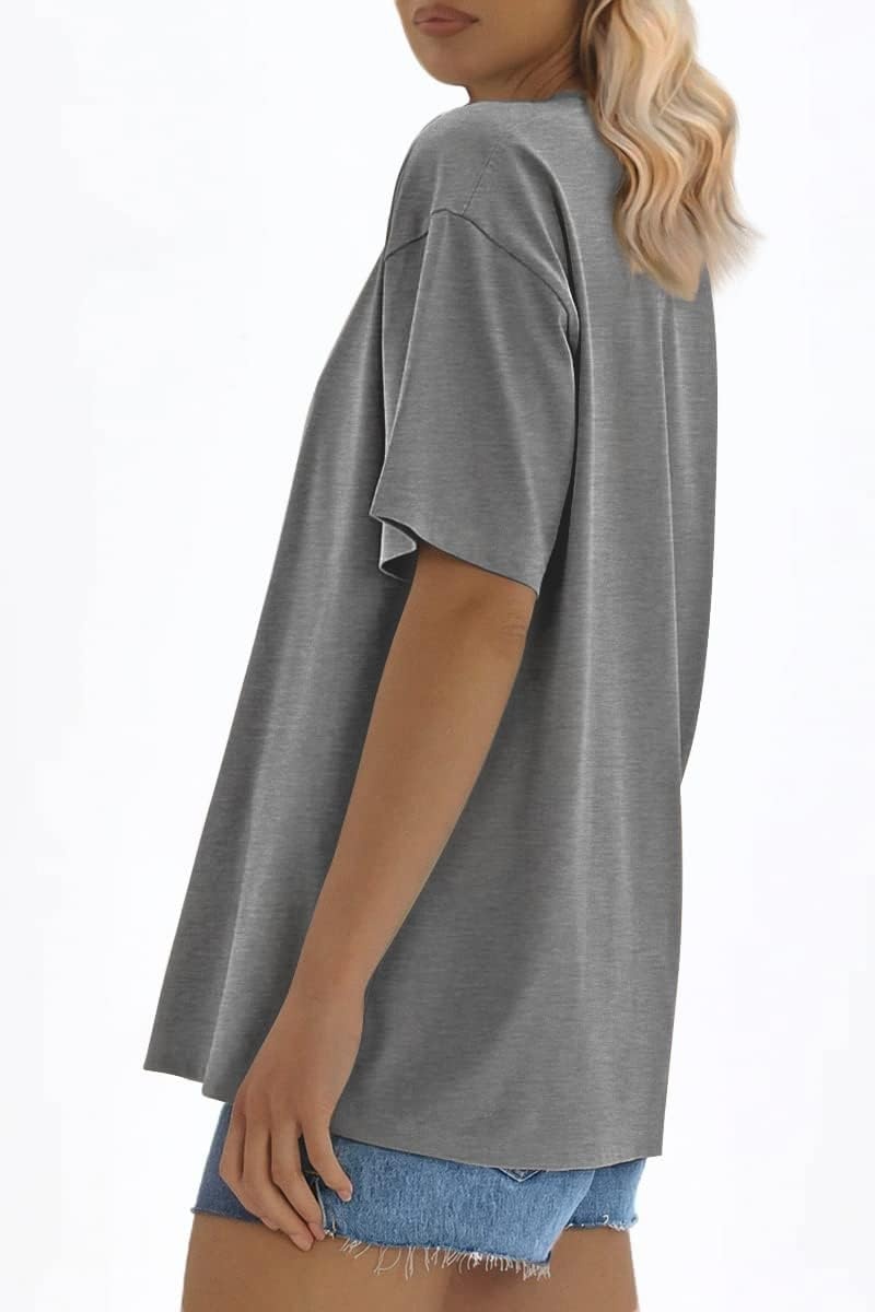 image:imageATHMILE Womens Oversized T Shirts Loose Fit Crewneck Short Sleeve Tops Summer Casual Blouse 2026 Y2K Basic Tee BeachGrey