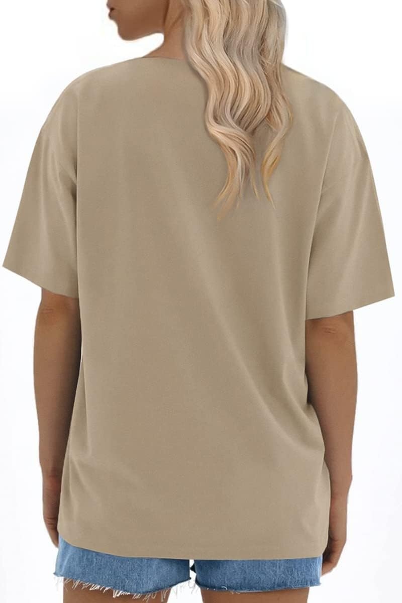 image:imageATHMILE Womens Oversized T Shirts Loose Fit Crewneck Short Sleeve Tops Summer Casual Blouse 2026 Y2K Basic Tee BeachKhaki