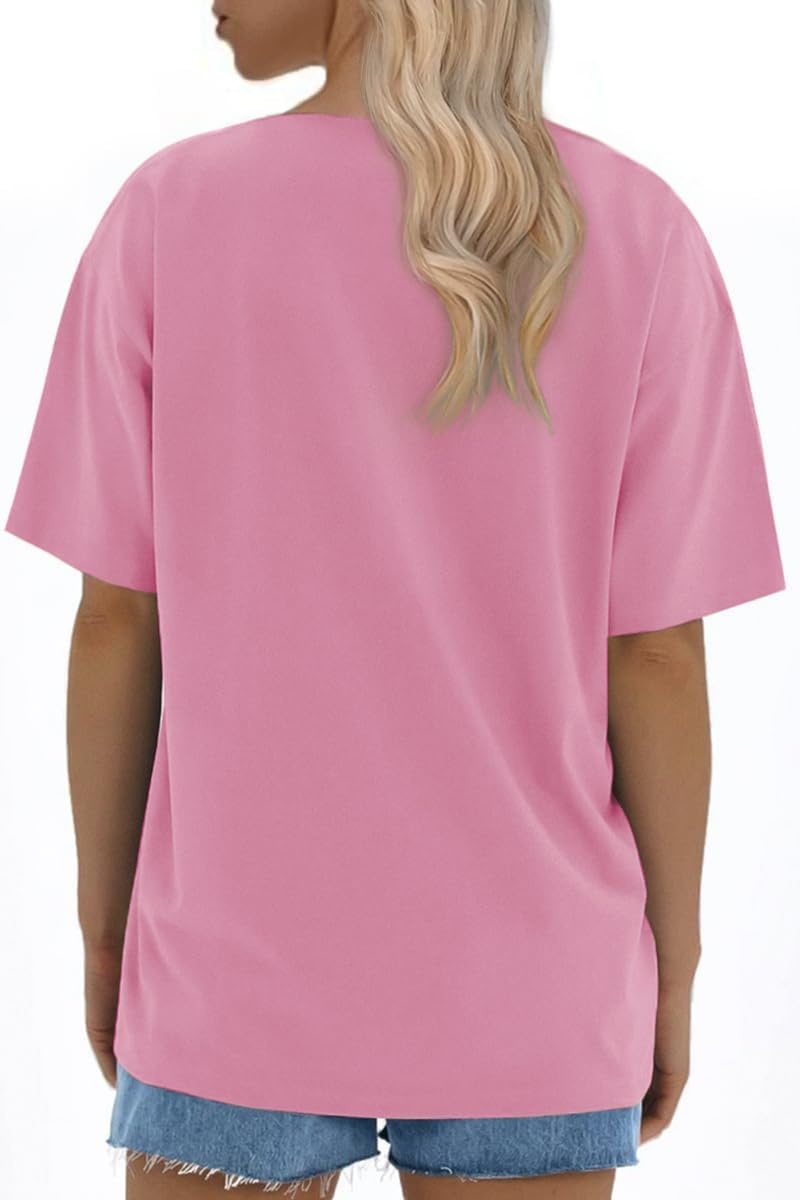 image:imageATHMILE Womens Oversized T Shirts Loose Fit Crewneck Short Sleeve Tops Summer Casual Blouse 2026 Y2K Basic Tee BeachPink
