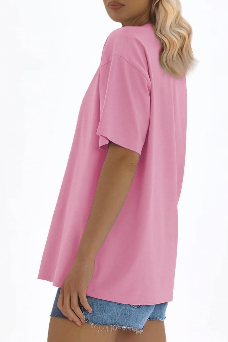 image:imageATHMILE Womens Oversized T Shirts Loose Fit Crewneck Short Sleeve Tops Summer Casual Blouse 2026 Y2K Basic Tee BeachPink