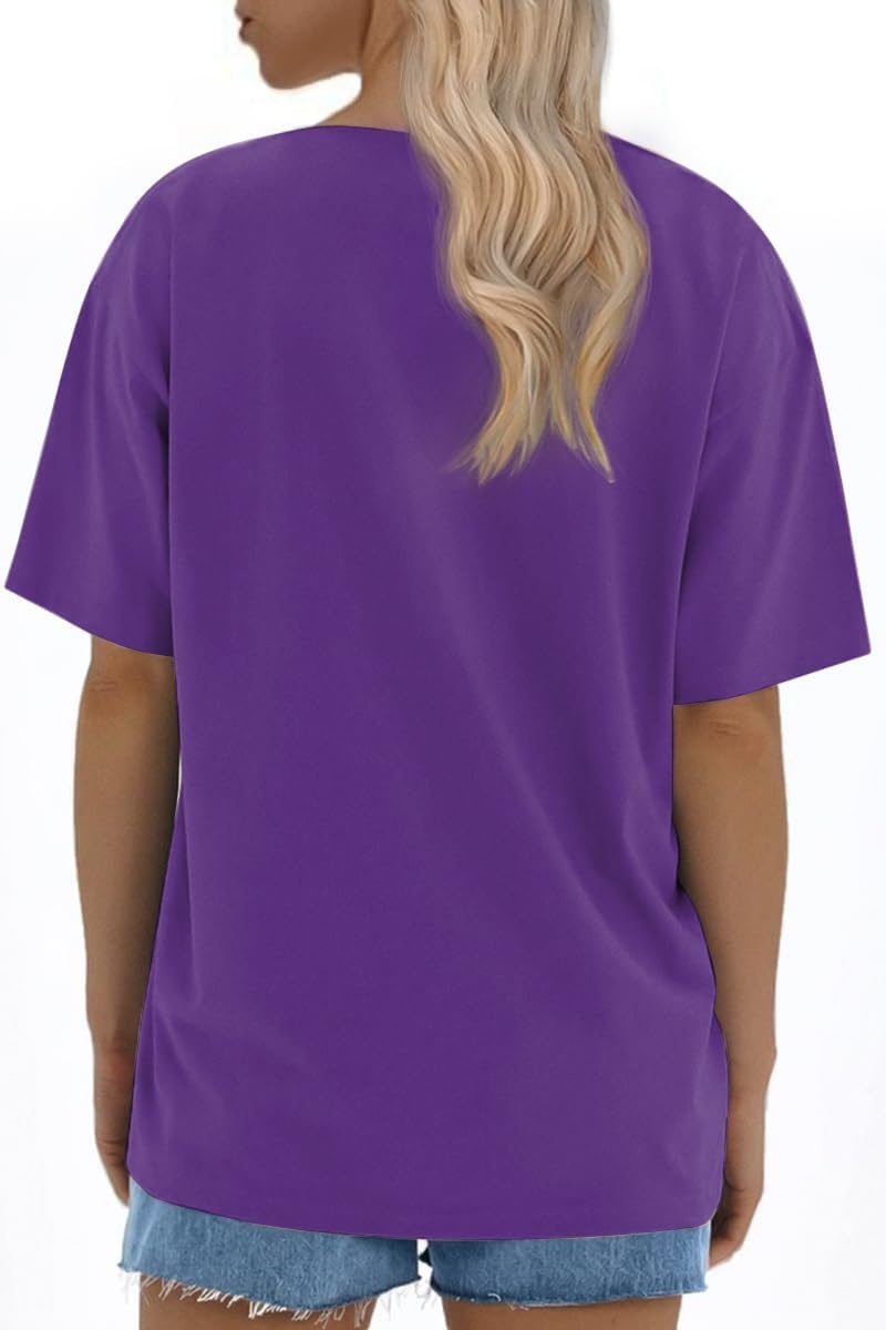 image:imageATHMILE Womens Oversized T Shirts Loose Fit Crewneck Short Sleeve Tops Summer Casual Blouse 2026 Y2K Basic Tee BeachPurple
