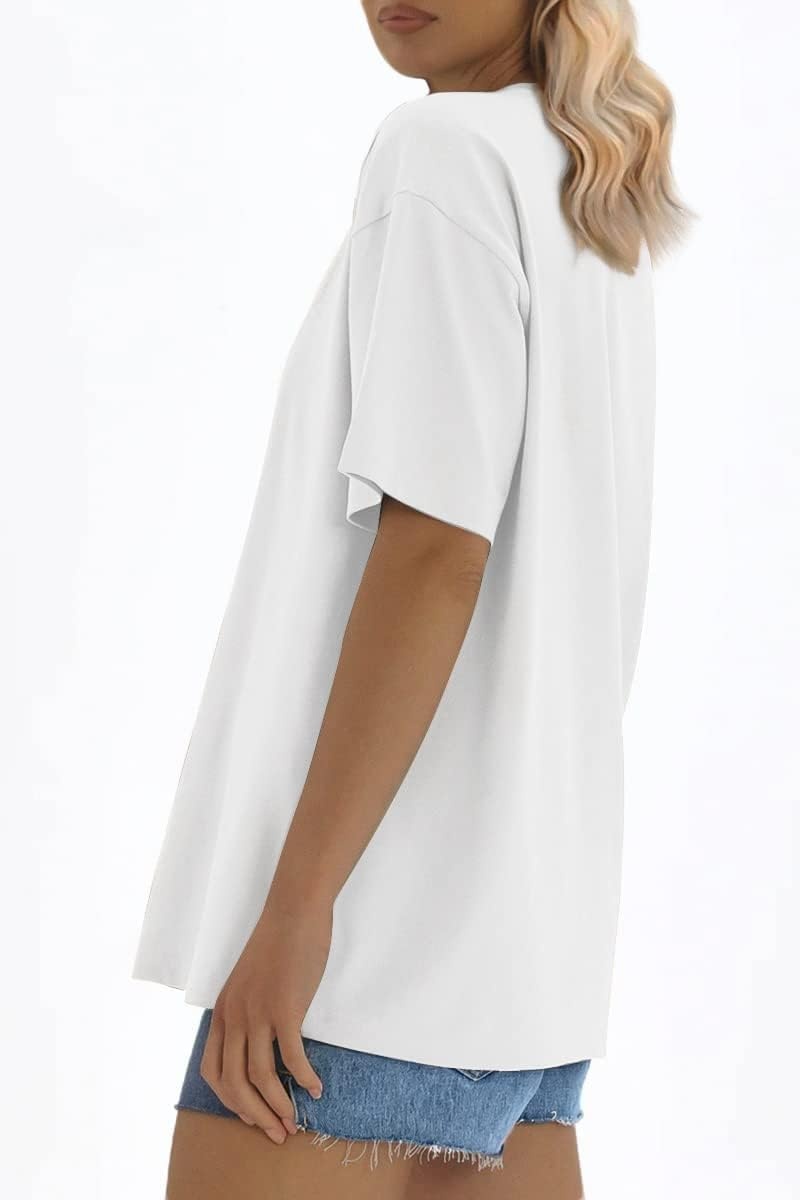 image:imageATHMILE Womens Oversized T Shirts Loose Fit Crewneck Short Sleeve Tops Summer Casual Blouse 2026 Y2K Basic Tee BeachWhite