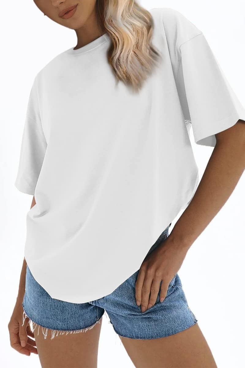 image:imageATHMILE Womens Oversized T Shirts Loose Fit Crewneck Short Sleeve Tops Summer Casual Blouse 2026 Y2K Basic Tee BeachWhite