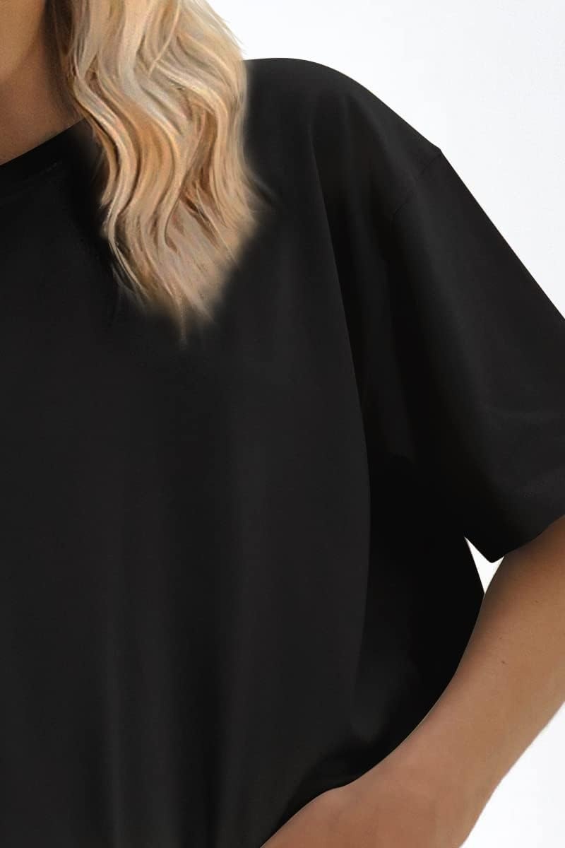 image:imageATHMILE Womens Oversized T Shirts Loose Fit Crewneck Short Sleeve Tops Summer Casual Blouse Y2K Basic Tee 2023Black