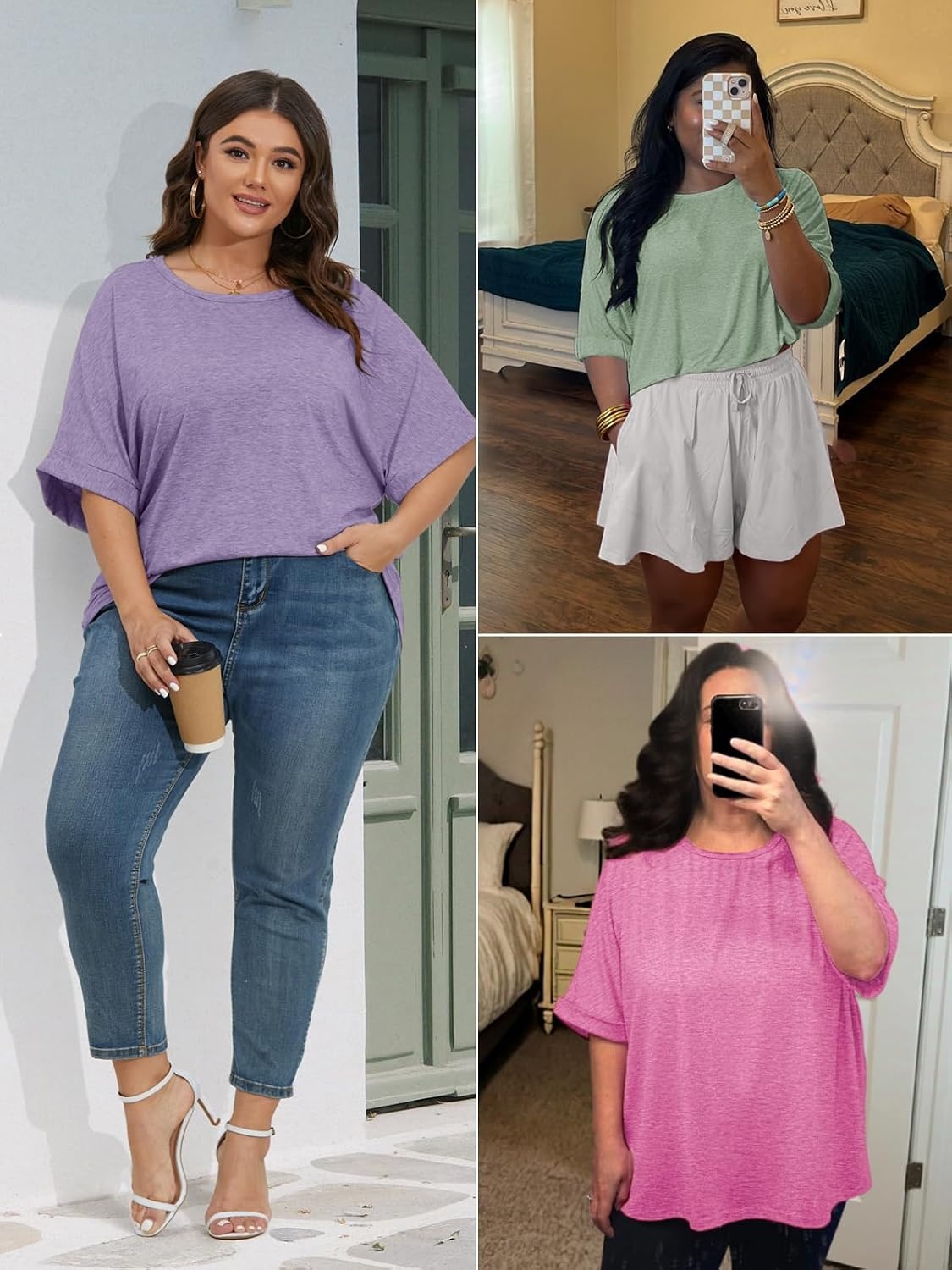 image:imageATHMILE Womens Oversized T Shirts Summer Tops Spring Casual Loose Fit Workout Short Sleeve 2026 Beach VacationGray Green