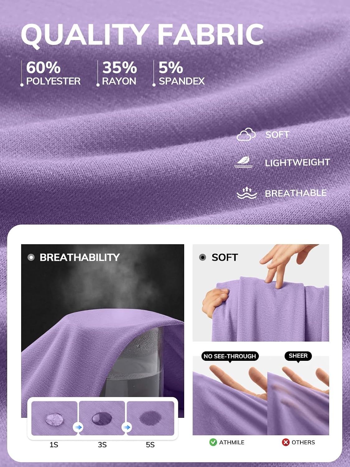 image:imageATHMILE Womens Oversized T Shirts Summer Tops Spring Casual Loose Fit Workout Short Sleeve 2026 Beach VacationLavender