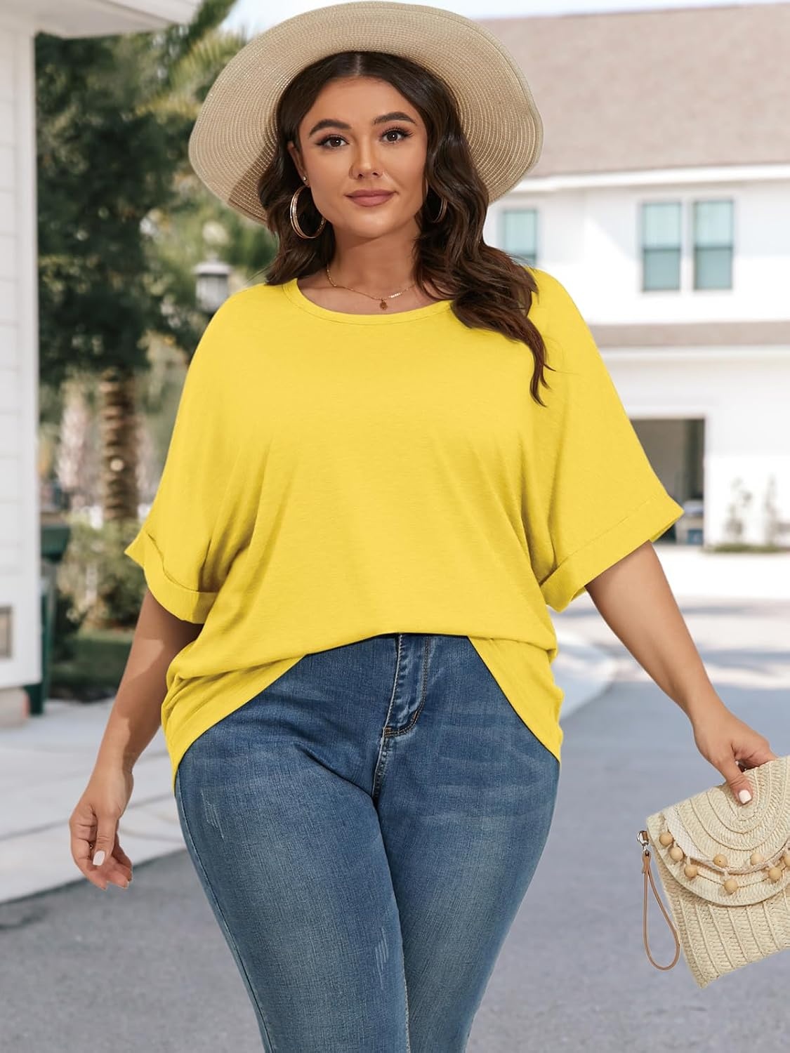image:imageATHMILE Womens Oversized T Shirts Summer Tops Spring Casual Loose Fit Workout Short Sleeve 2026 Beach VacationLemon Yellow