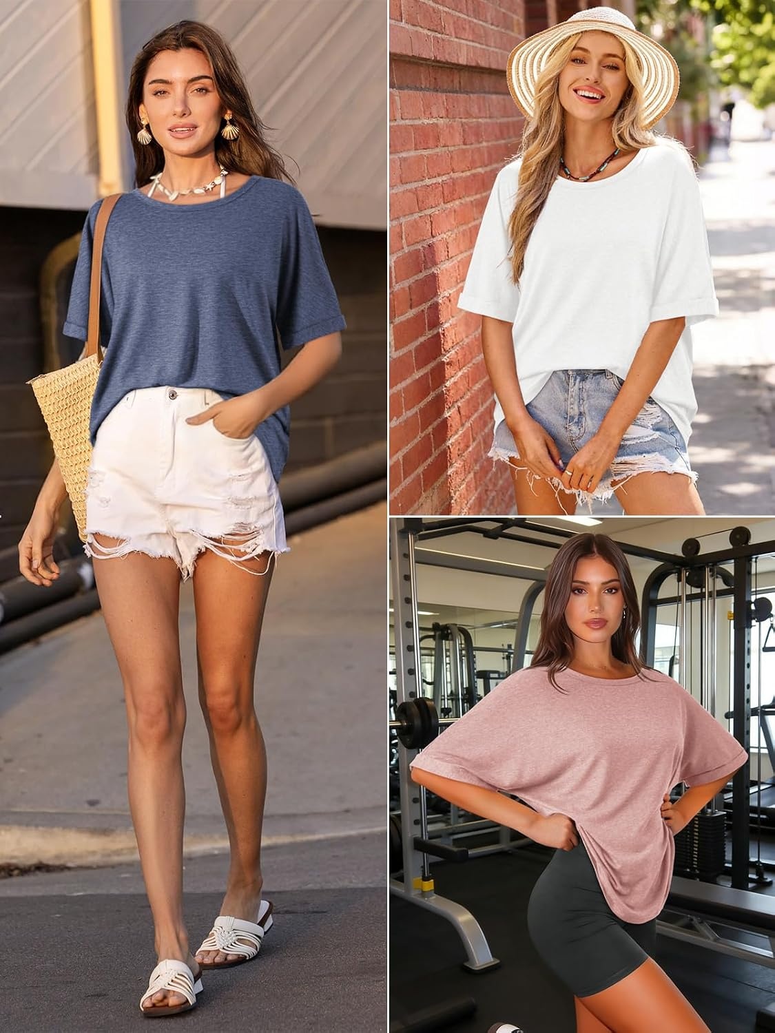 image:imageATHMILE Womens Oversized T Shirts Summer Tops Spring Casual Loose Fit Workout Short Sleeve 2026 Beach VacationNavy