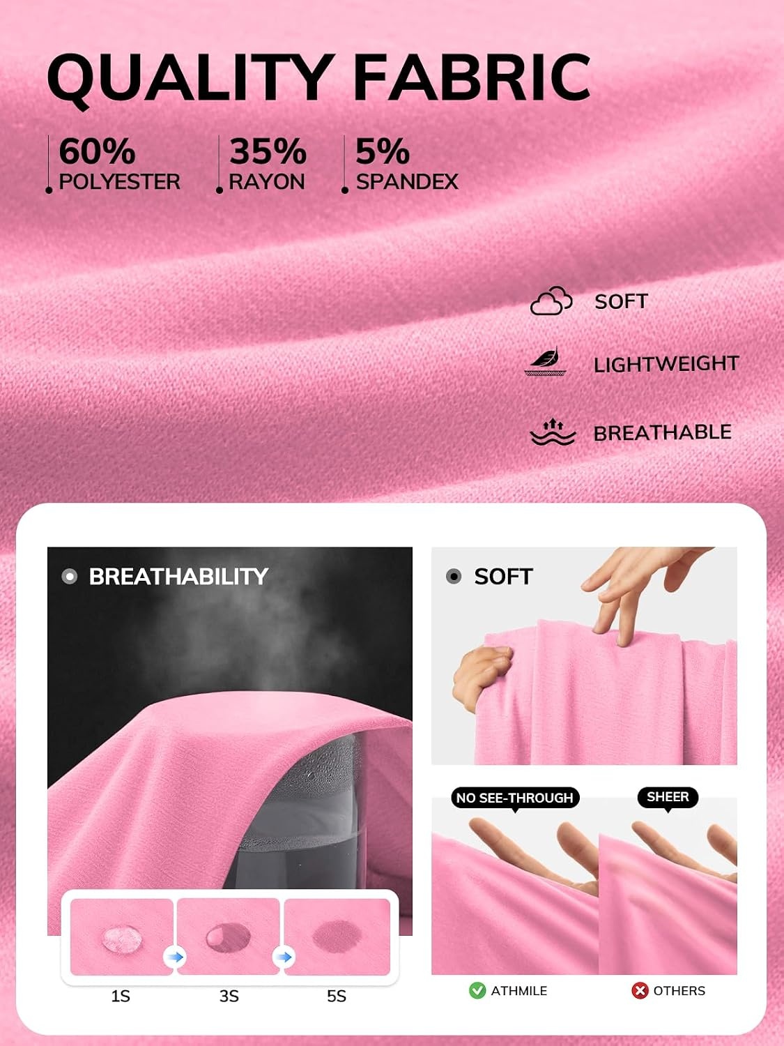 image:imageATHMILE Womens Oversized T Shirts Summer Tops Spring Casual Loose Fit Workout Short Sleeve 2026 Beach VacationPink