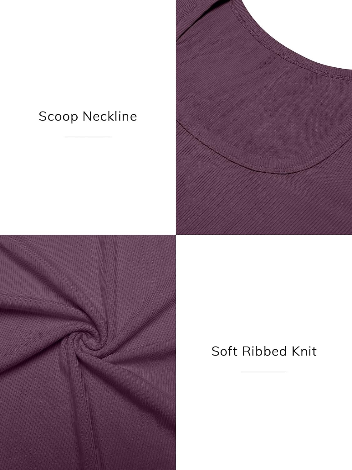 image:imageATHMILE Womens Scoop Neck Long Sleeve Tops Fashion Ribbed Knit Shirts Slim Fitted Casual Basic Tee T Shirt for Women 2026Apurple