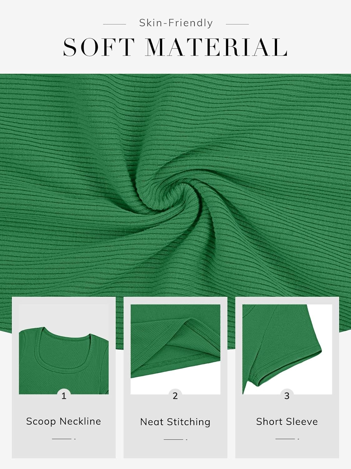 image:imageATHMILE Womens Scoop Neck Long Sleeve Tops Fashion Ribbed Knit Shirts Slim Fitted Casual Basic Tee T Shirt for Women 2026Cgreen