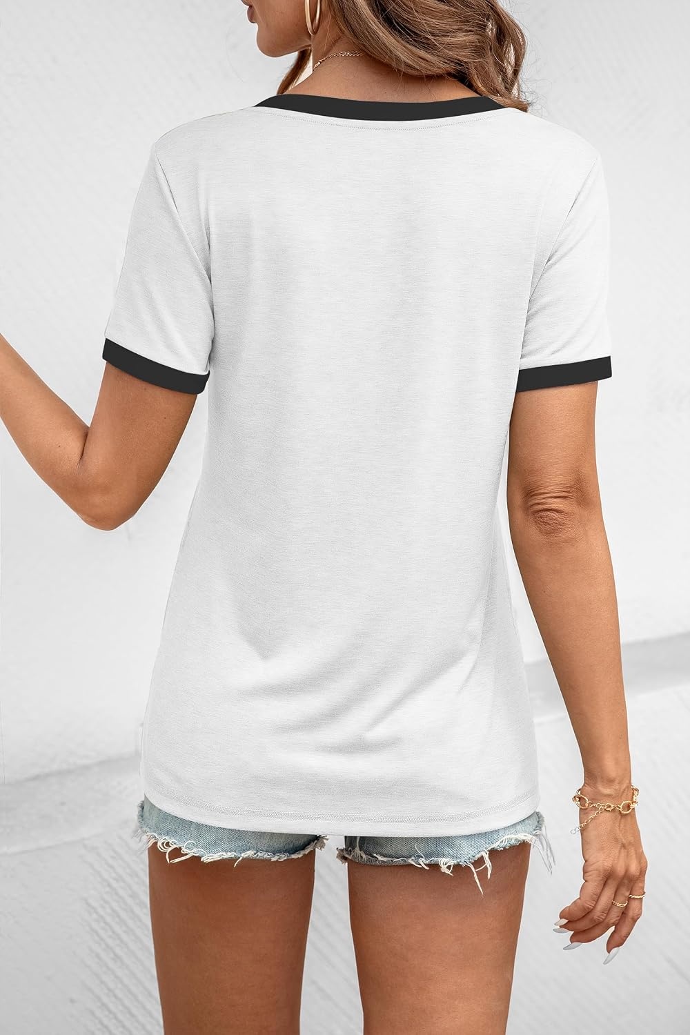 image:imageATHMILE Womens Short Sleeve TShirts Spring Summer Tops Casual Soft Tunic V Neck Basic Workout Clothes Fashion Outfits 2026 White