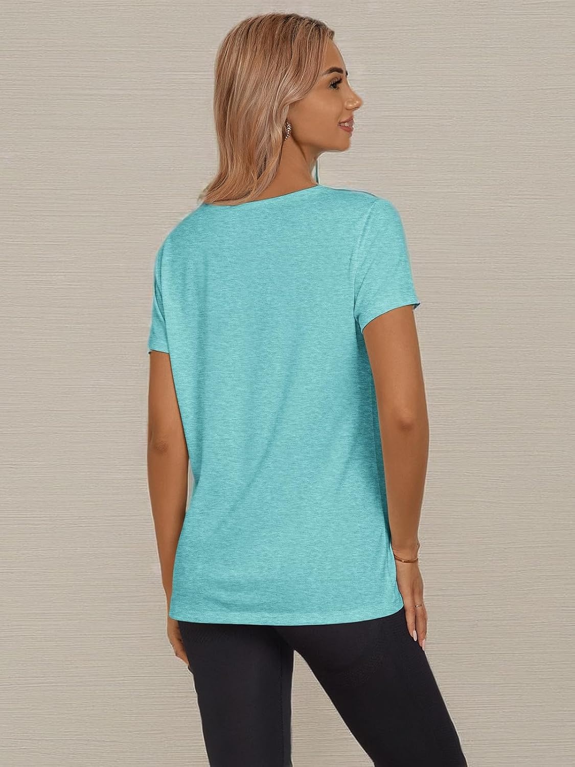 image:imageATHMILE Womens Soft Basic T Shirt Summer Tops Short Sleeve Crewneck Tees Casual Teachers Cute Work Outfits Everyday WearAqua