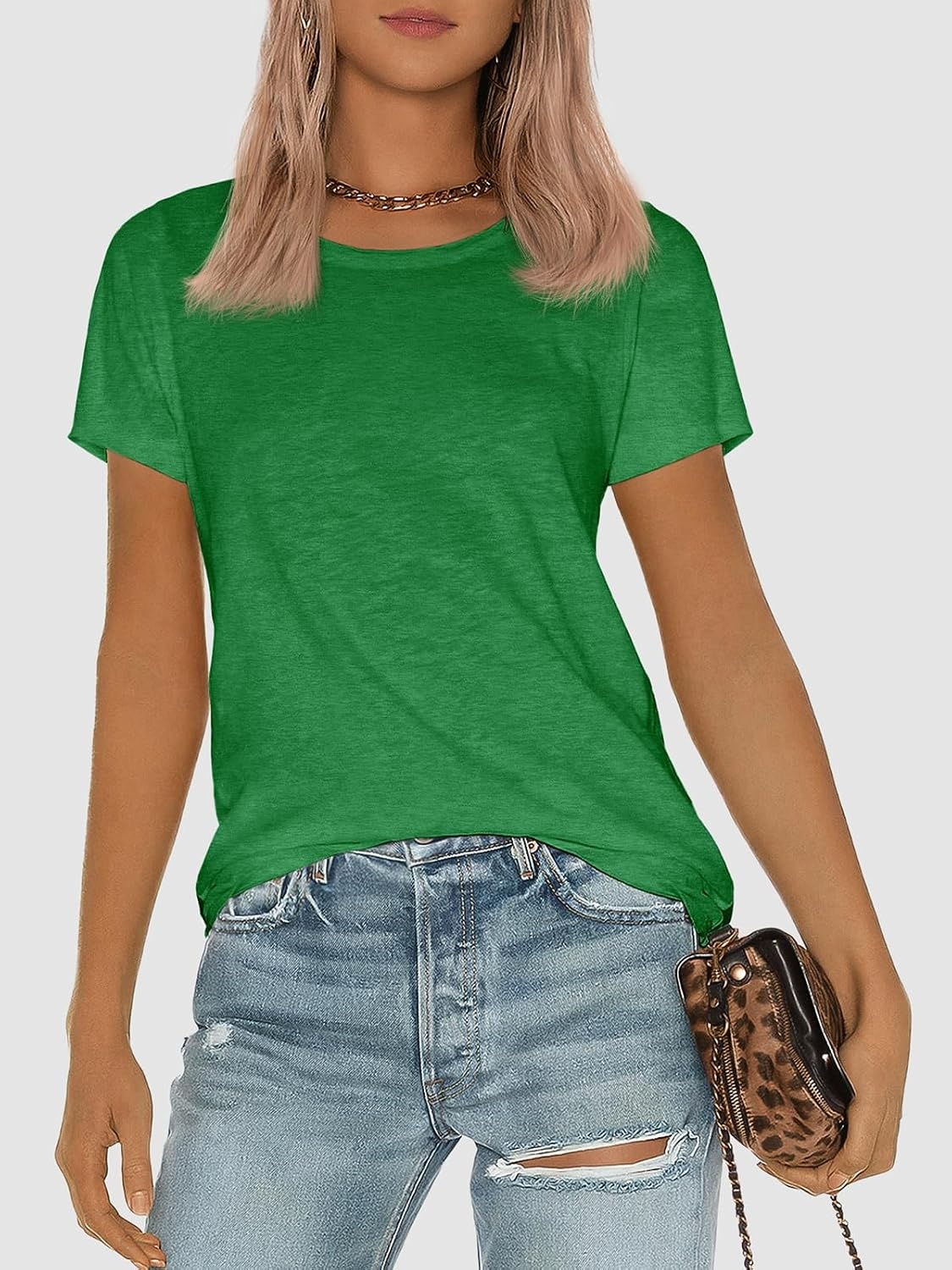 image:imageATHMILE Womens Soft Basic T Shirt Summer Tops Short Sleeve Crewneck Tees Casual Teachers Cute Work Outfits Everyday WearGreen