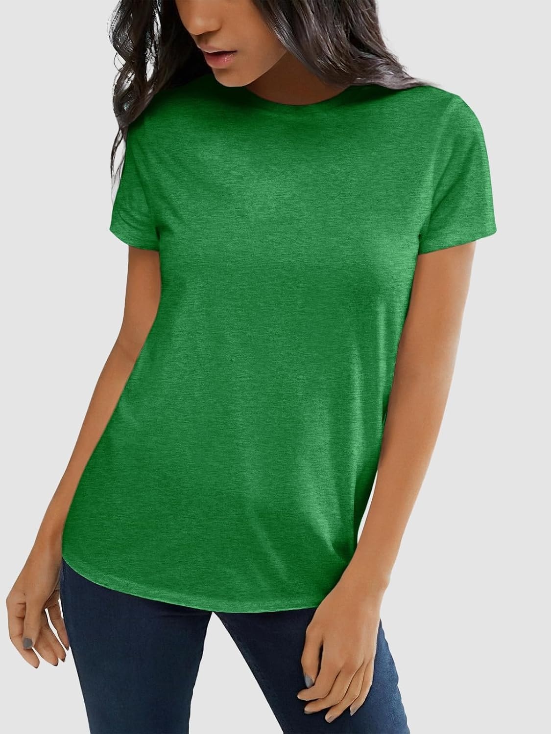 image:imageATHMILE Womens Soft Basic T Shirt Summer Tops Short Sleeve Crewneck Tees Casual Teachers Cute Work Outfits Everyday WearGreen